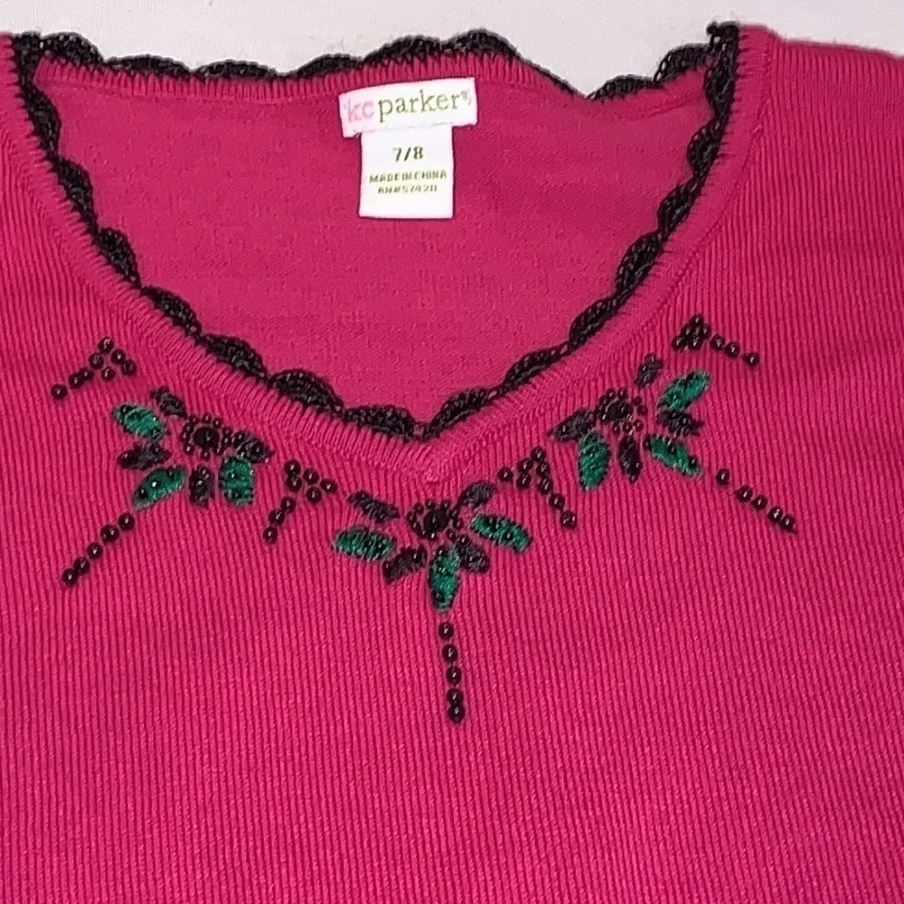 Casey Parker by Hartstrings Girls Embellished V-Neck Knit Sweater NWT